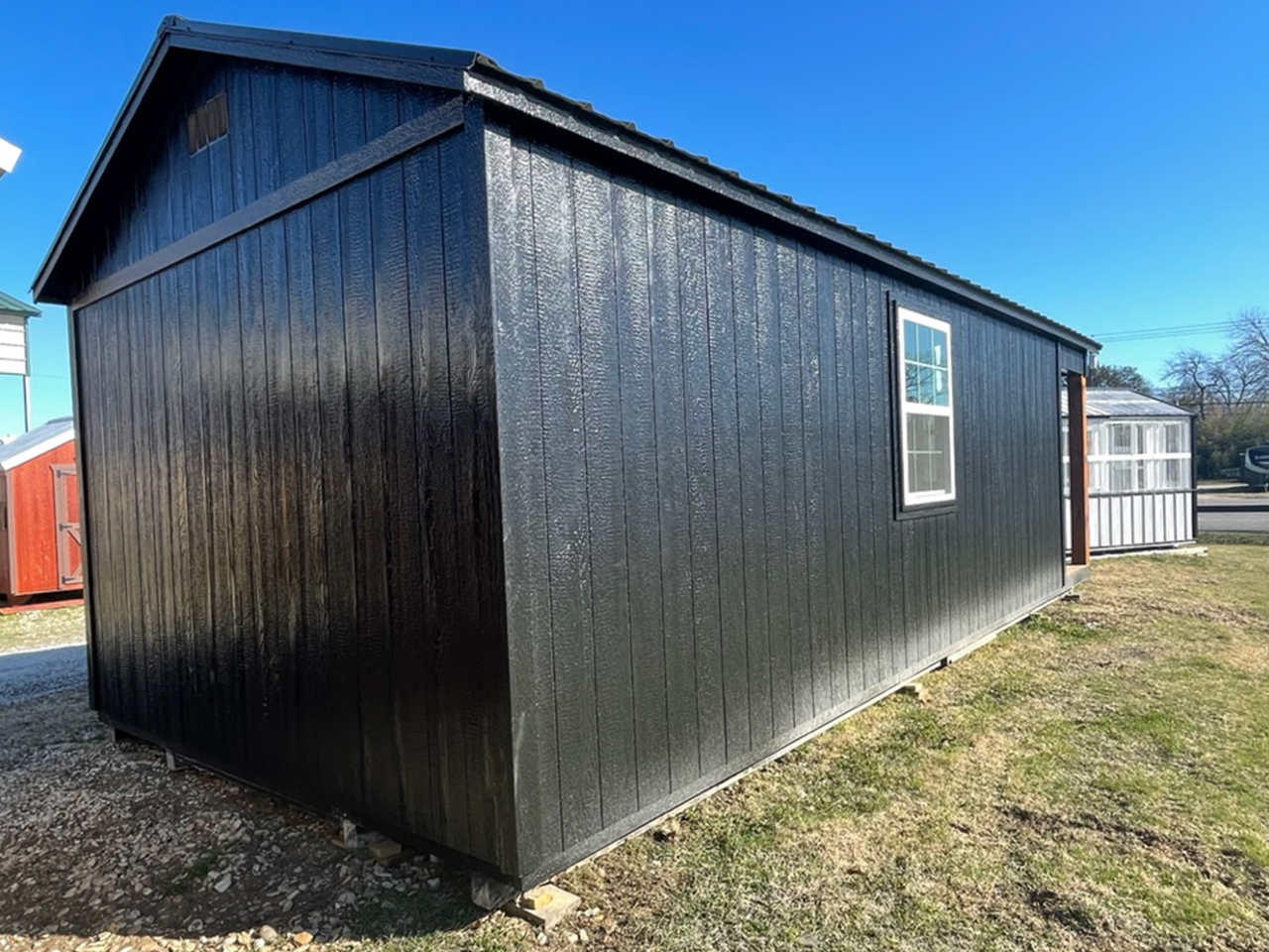 Farm and Yard Central Texas Lelands Painted Sheds Diamond Series Cabinette Shed Tiny Home, Home Office, Home Gym, She Shed, Man Cave, Finished Out Shed