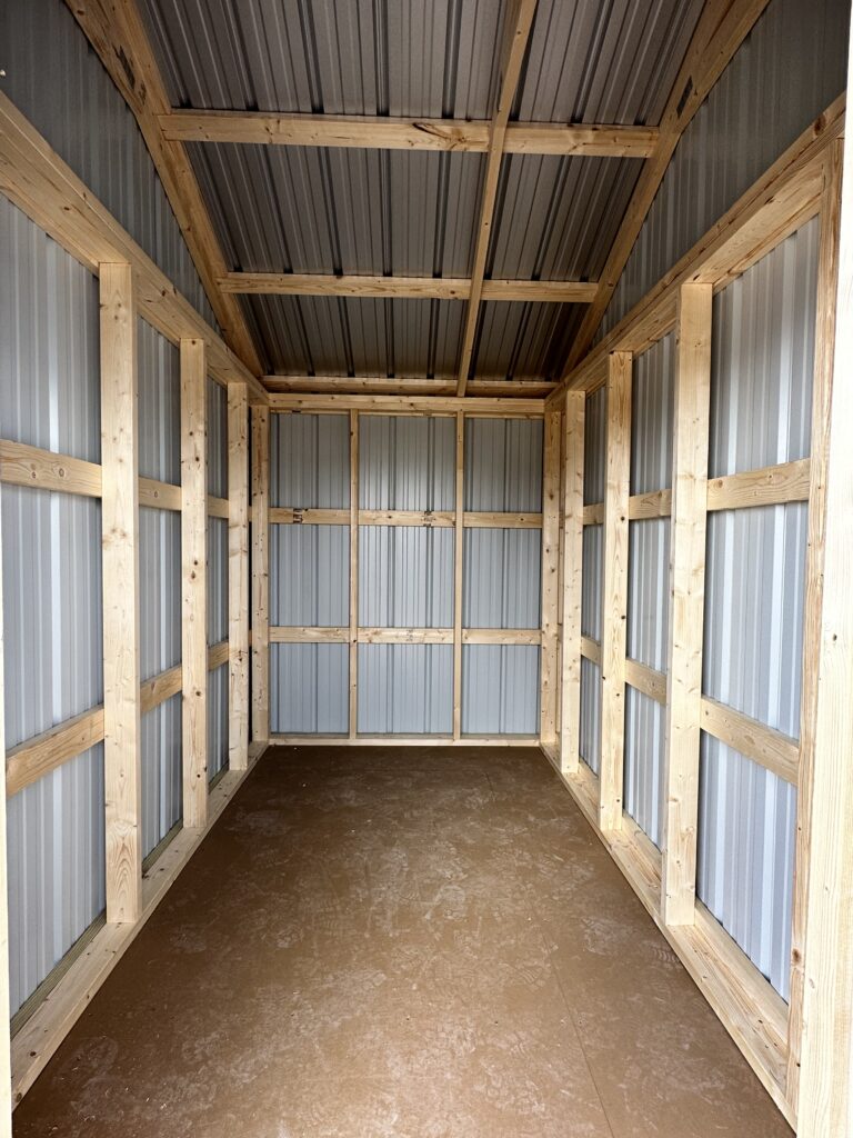Interior view of the 6x10 tack room standing at the door 