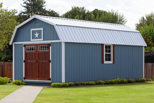 Farm-and-Yard-Central-Texas-Lelands-Painted-Lofted-Barn-Shed, tiny home shell, home office, backyard shed, customizable shed