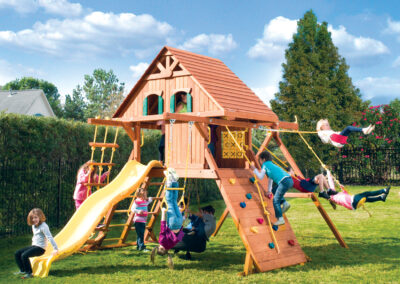 Parrot Island Playcenter with Wood Roof and Treehouse Panels