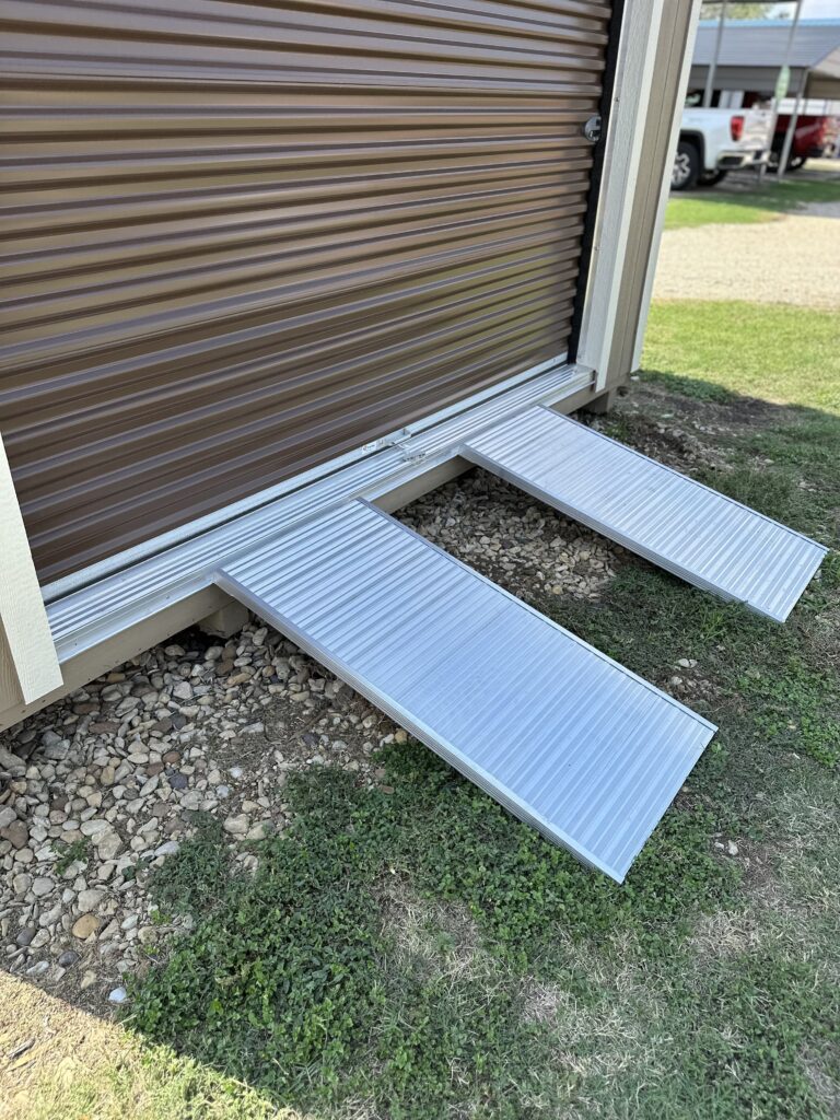 4' all weather mower ramps on 12x243 garage